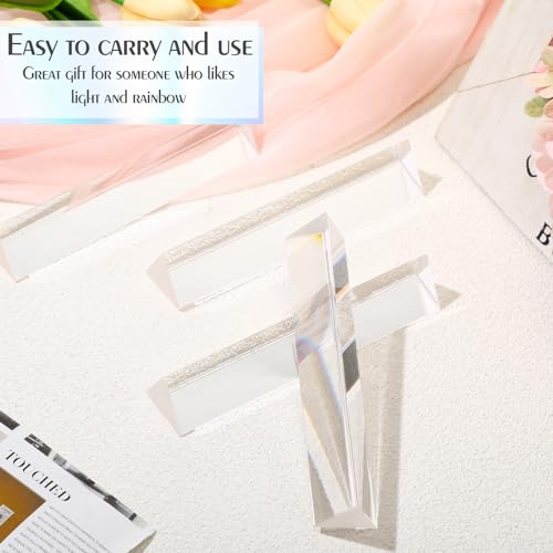Image of Copkim 4 Pcs Clear Glass Prisms K9 Crystal Triangular Prism for Physics Teaching Photo Rainbow Photography Light Prisms for Refracted Light Spectrum Students Presents Gift(6 Inch)