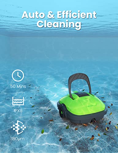 Wybot Cordless Robotic Pool Cleaner, Automatic Pool Vacuum, Powerful Suction, Ipx8 Waterproof, Dual-Motor, 180Μm Fine Filter For Above/In Ground Flat Pool Up To 525 Sq.ft -Osprey200 (Green) #TOP2