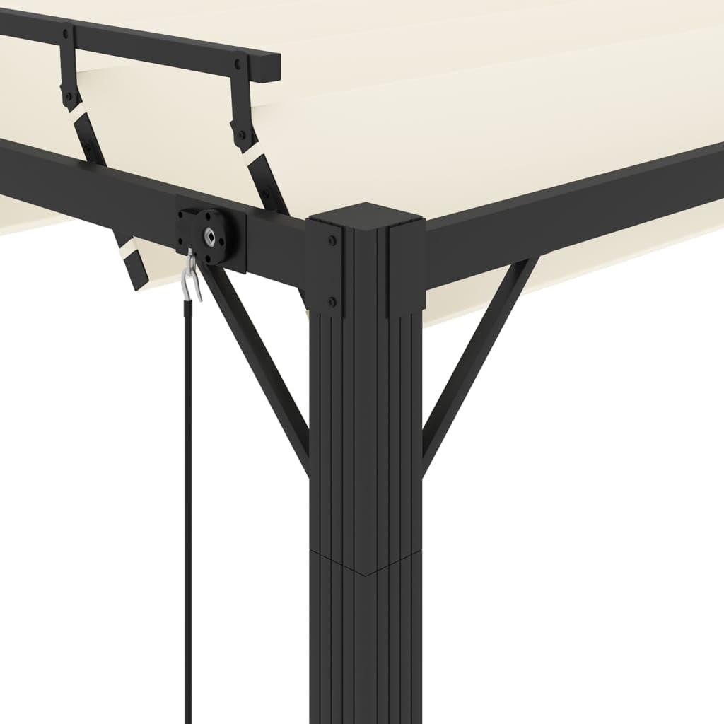 Pergola avec toit à lamelles, 3 x 3 m, tissu crème et aluminium, imperméable, réglable, tente de jardin, protection solaire, protection contre la pluie, auvent extérieur pour terrasse, balcon