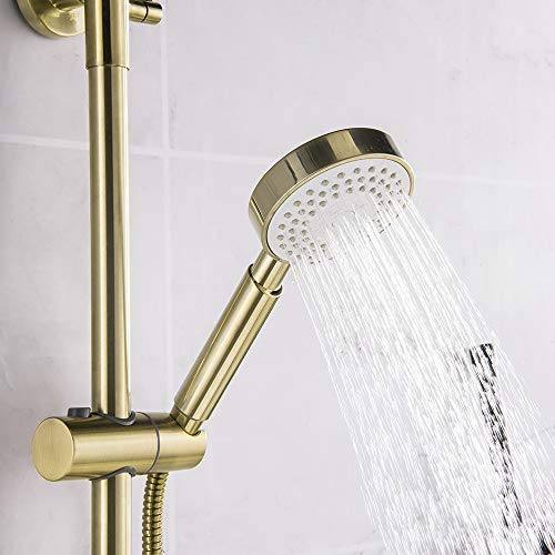 Ensemble de mitigeur de douche or brossé avec douche de tête 10"
