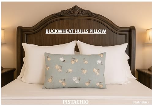 Image of Buckwheat Hulls Pillow | Standard Size | 15 inch x 25 inch inch | Pillow for Neck Pain | Shoulder Pain | Back Pain | Other Sleeping Problem | (Pistachio)