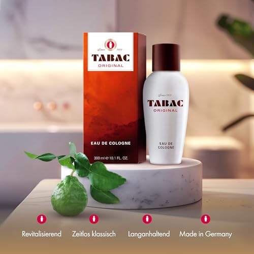 3. Bild von TABAC ORIGINAL Eau de Cologne für Herren: Klassischer Männerduft mit Moschus und Ambra, markanter Herrenduft mit herb-frischen Akzenten und holzig-würzigen Aromen, Made in Germany, 300 ml Splash 300 ml (1er Pack)