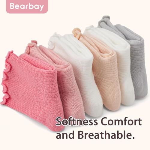 Image of Baby Toddler Ruffle Socks for Girls Cute Crew Grip Frilly Socks