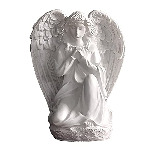 Estatua Ángel Guardián Yangmei Resina Blanca Decoración miniatura 1