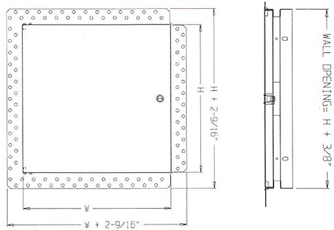 Acudor DW-5040 Drywall Access Door 22 x 22 with Cylinder Key Lock, White