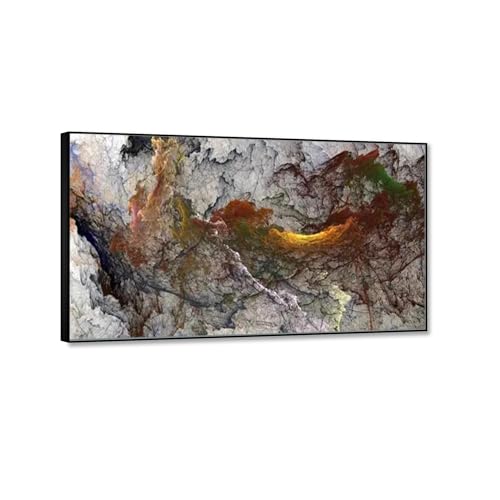 Peinture abstraite moderne sur toile 50x100cm avec cadre noir pour salon