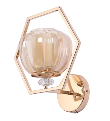 Image of ELAINTE Premium Wall Light | | Elegant Glass Wall Lamp for Living Room & Hallway | 3 Years Warranty | Free Bulb (Hexagon-Single)