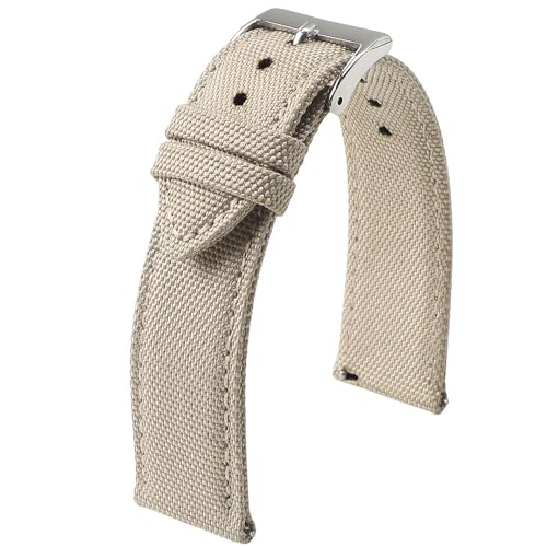 純正セイルクロスウォッチバンド 18mm 19mm 20mm 21mm 22mm 24mm ナイロンストラップ クイックリリース リストウォッチバンド スポーツブレスレット メンズ(BEIGE,19mm)