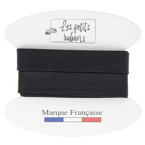 Les Petits Rubans Cinta al bies 100% algodón - 20 mm de ancho, 5 metros de largo - Ribete para costura, tapicería, ropa y mantas - Negro