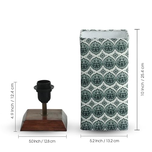 Image of ExclusiveLane 'Paisley-Carved' Mango Wooden Table Lamp for Bedroom Living Room Home Decoration & Bedside Lamp Bed Lamps for Side Table Side Lamp for Bed Room (33 Cm, Without Bulb, Handcrafted)