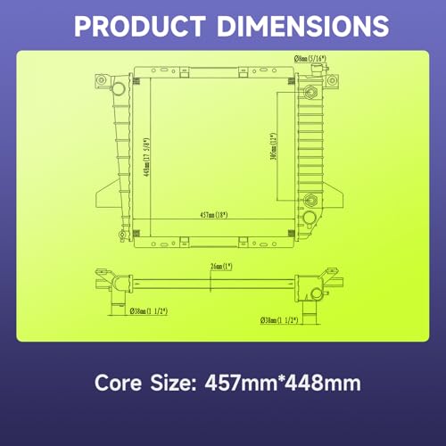 Image of Engine Coolant Radiator with Transmission Oil Cooler Compatible with Ford Ranger 2.3L 1995-1997,F-100 Ranger 2.3L 1996-1997, F-100 Ranger 3.0L 1996-1997,Mazda B2300 2.3L 1995-1997 Replace CU1726