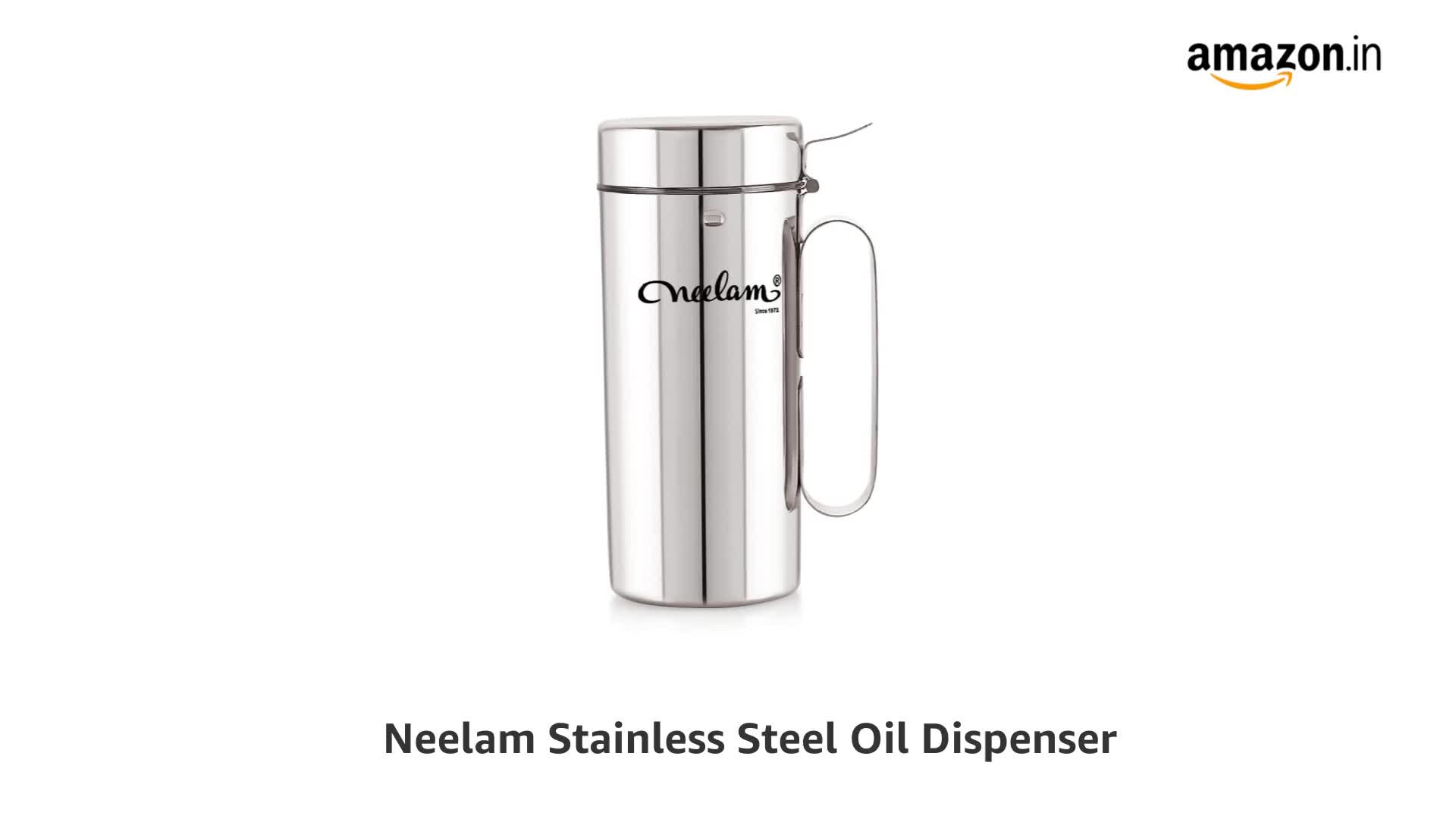 Neelam Stainless Steel Oil Dispenser 1000 ml – Durable & Elegant Liquid Storage Container for Oil, Vinegar, Other Liquids, Leak-Proof Design, Ideal for Cooking, Kitchen Use, Daily Needs.