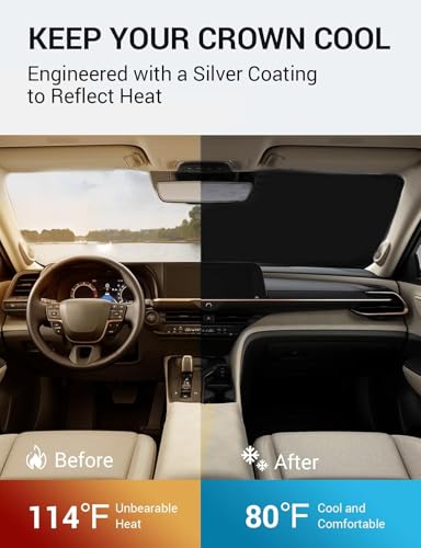 Image of Proadsy Windshield Sun Shade for Toyota Crown 2023 2024 2025 2026 Foldable Front Sunshade Protector Blocks UV Rays Keep Car Cooler