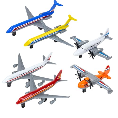 QUANA Airplane Toys, Metal Plane Pull Back Toys for Kids 3-6 Years, Die Cast Aircraft Models, Play Vehicles