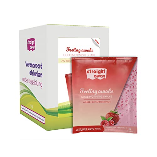 Straight away Guten Morgen Diät Shake | Erdbeere Himbeere | 7 x Trinkmahlzeit | High Protein Drink mit Präbiotika, Antioxidantien, Vitaminen & Mineralstoffen | Protein Pulver zum abnehmen | 200 kcal