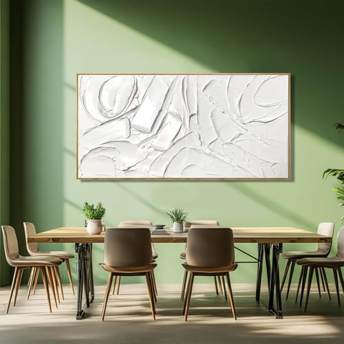Image of Abstract Oil Painting Artwork Framed Canvas Art Maximalist Decor 24 inchx48 inch Modern Painting Wall Art Kitchen Decorations Wall White Office Decor