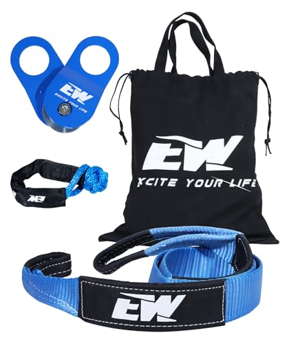 NIXFACE Off Road Recovery Kit | 3in x 8ft Night Glow Tree Saver | 10-Ton Snatch Block | Soft Shackles | Portable Storage Bag | Essential Tool Equipment for Recover Stuck Vehicle Winch Accessory