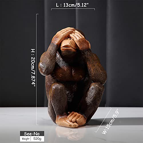 Tciuxyq 3 Wise Monkeys Statue Hear-No, See-No, Speak-No Evil Three Truths Of Abstract Art Monkeys Figurine Brown 7.8" Resin Modern Home Decorative Ornaments,Men Office Desk Decor Gifts,Resin #TOP4
