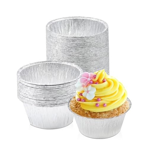 Angel's Peel Lounge Disposable Ramekins - Durable cup cake pans for baking - Aluminum Foil Ramekin for Tart, Appetizer-Utility, Muffin, Souffle, or Creme Brulee – 4 oz – pack of 50