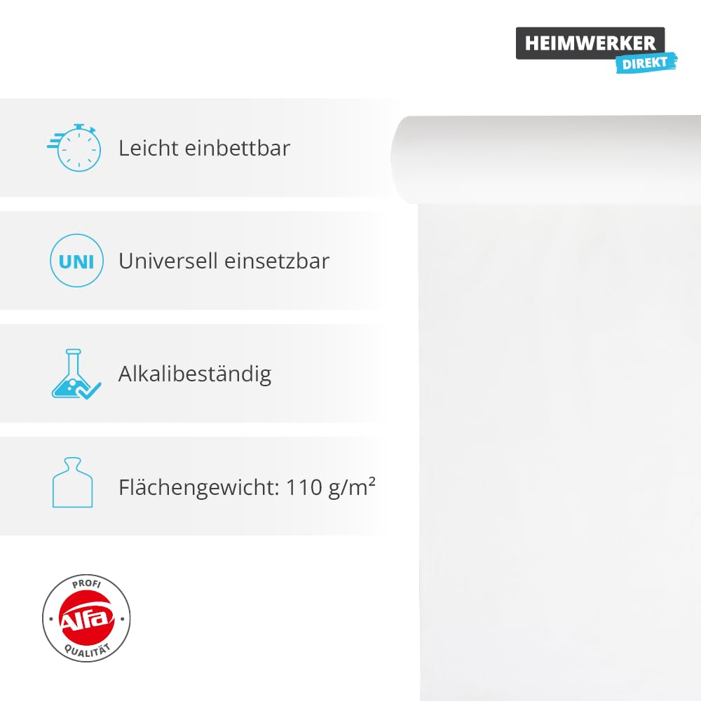 Alfa Flüssigkunststoff Vlies 35cm x 50m – Dachvlies 110g/m² (17,50m²) | Profi Qualität - Zur Einbettung in Flüssigkunststoffe - Nadelvlies aus 100% Polyester - Flachdach abdichten