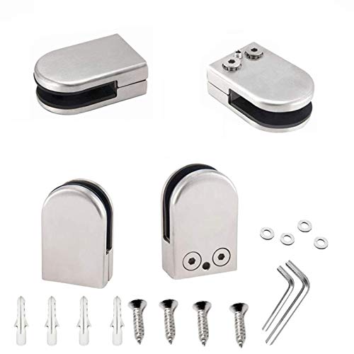 inherited Abrazadera de Cristal,4 piezas 6-8mm Acero Inoxidable 304 Abrazadera de Clip de Vidrio ajustable Apto para pasamanos, balaustradas, partes de escaleras,Accesorios