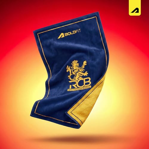 Image of Boldfit X Royal Challengers Bengaluru RCB Official Merchandise Bath Towel 100% Cotton Lightweight Soft & Absorbent Large Shower Towel for Gym, Sports, Bath, Beach & Pool Blue (70 x 140 cm)
