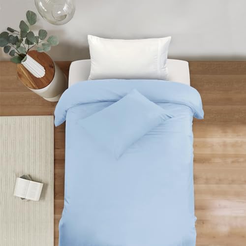 Image of Mejoroom Light Blue Twin Duvet Cover - Soft and Breathable Twin Bedding Sets with Zipper Closure, 2 Pieces, 1 Duvet Cover (68x90) and 1 Pillow case(20x26)