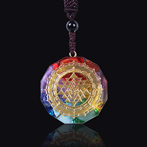 NLXTXQC Orgonite Pendant Sri Yantra Necklace Sacred Geometry Chakra Energy Necklace Meditation Jewelry