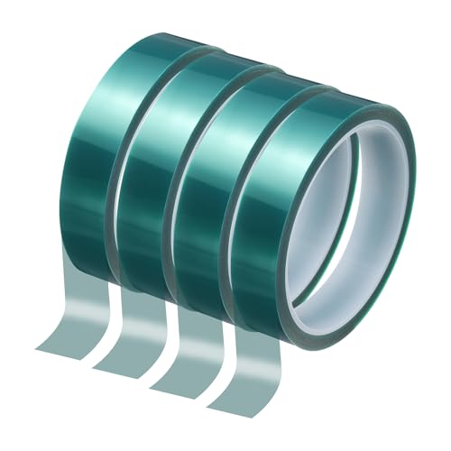 Image of HARFINGTON 4 Rolls High Temperature Masking Tape 4 /5 inch x108ft(20mmx33m) 0.05mm Thick PET Film Silicone Adhesive Heat Resistant Tapes for Heat Press Anodizing Circuit Board, Dark Green