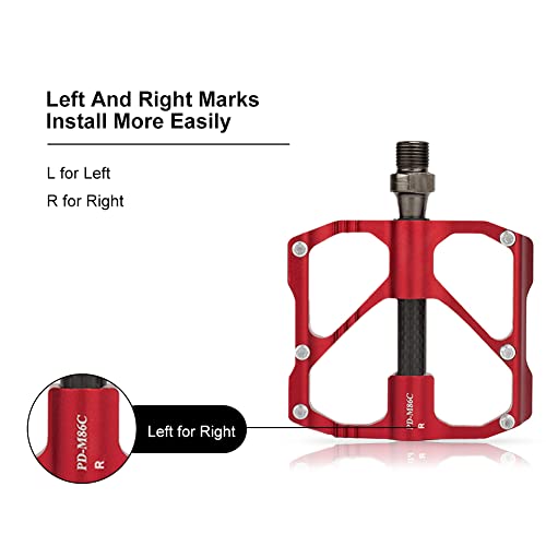 Yijili YJL-2022 Mountain Bike Pedals 3 Bearings Carbon Fiber Bicycle Platform Non-Slip 9/16'' thumb #2