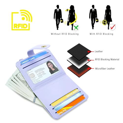 Image of Airkit Small Wallet Women RFID, PU Leather Card Holder with Keychain | Slim Compact Zipper Coin Purse for Ladies, Travel Holiday Gifts for Mom, Cute Mini Bifold Wallets