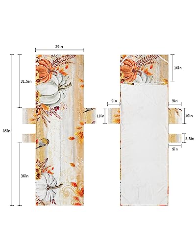 Thanksgiving, Beach Lounge Chair Towel Cover, Soft Chaise Lounge Towel with Side Pockets Patio Pool Chairs Cover for Beach/Pool Sunbathing 29x85 Fall Pumpkins Autumn Fall Leaves Oil Painting