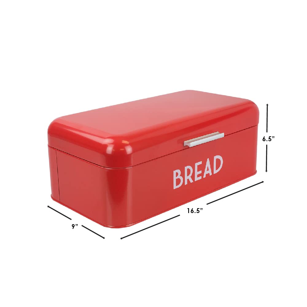 Home Basics Bread Box For Kitchen Countertop, Metal, (White), Vented With Hinge Top and Non-Skid Feet | Large Bread Box | Keeps Loaves, Bagels, Croissants Fresh, view 14