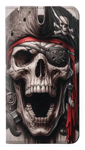 Etui Galaxy S26 pirate skull housse flip en cuir noir robuste