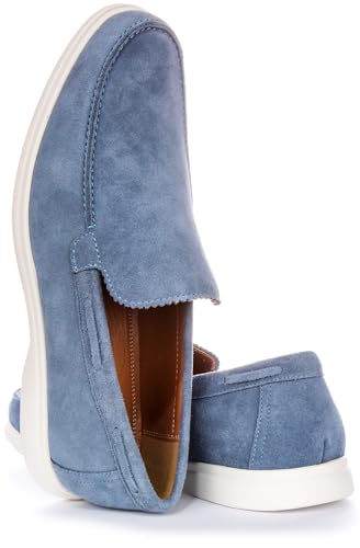 Charles Men's Navy Suede Leather Slip-On Loafers, Smart-Casual Comfort Shoe4