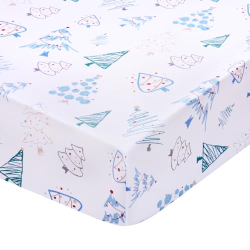 Image of UOMNY Crib Sheet, Christmas Crib Sheets Baby Sheet for Standard Crib and Toddler Mattresses Nursery Bedding Sheet Crib Mattress Sheets for Boys and Girls 1 Pack Toddler Sheet