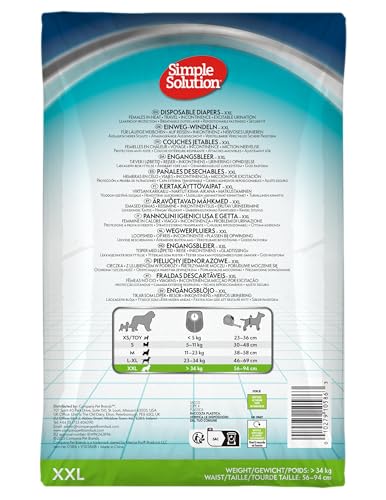 Simple Solution Einweg-Hundewindeln für Hündinnen, super saugfähig und auslaufsicher mit Nässeindikator für erregbares Urinieren, Inkontinenz oder läufige Hündinnen - 12er Pack
