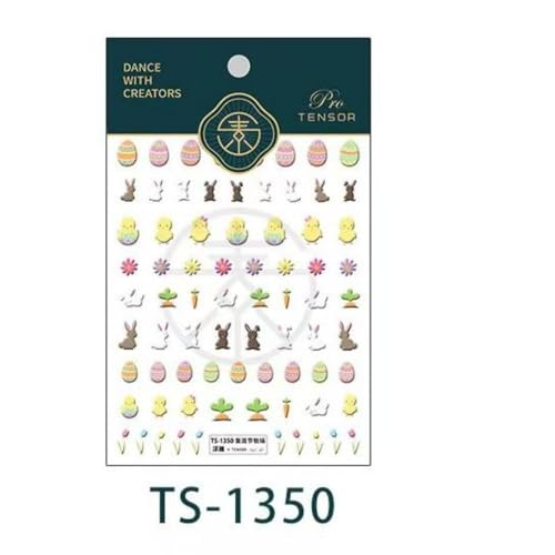 Image of Egg Rabbit Nail Stickers for Nail Art Colorful Nail Decals Easter Nail Stickers Self Adhesive Design Manicure Supplies Charm for Women Nails Art Decorations Accessories