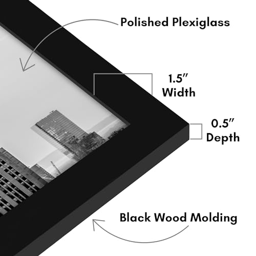Americanflat 12x17 Picture Frame with Polished Plexiglass - Black Picture Frame - Wide Photo Frames Made of Engineered Wood for Vertical or Horizontal Wall Display - Epic Collection - Black