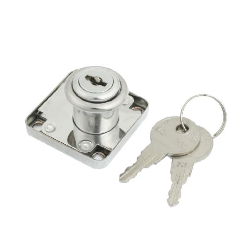 Image of Aexit Silver Tone Padlocks & Hasps Quarter Turn Drawer Locking Cylinder Lock Keyed Padlocks w Keys