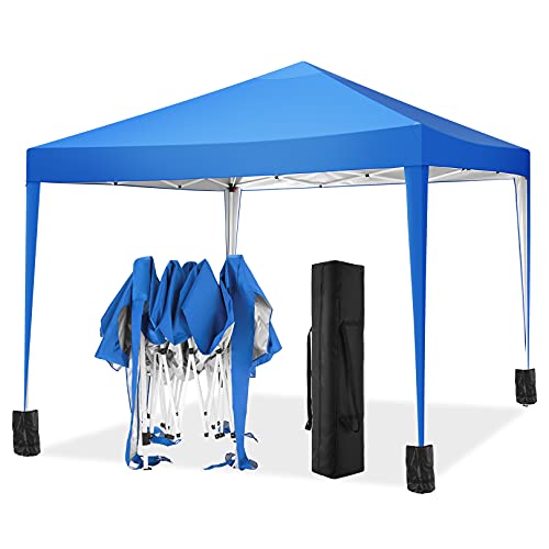 TOOLUCK Pavillon 3x3m Wasserdicht Stabil Faltpavillon Pop up Gartenpavillon Partyzelt Bierzelt Faltbar Gartenzelt mit 4 Sandsack, Höhenverstellbar, Blau