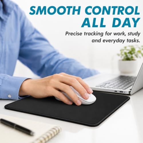 Image of Mouse Pad 11 x 8.7 in, Smooth & Stable Mousepad with Stitched Edges and Non-Slip Base, Smooth Cloth Surface Computer Black Mouse Pad. Clean Desk Essential for Work, Study & Home Office