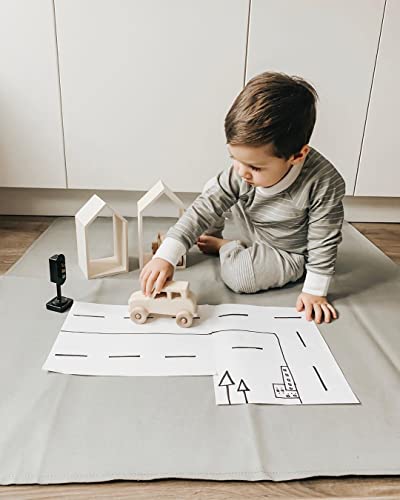 Image of Vegan Leather High Chair Mat by Lark Baby Goods (40 x 40 in) - Waterproof Wipeable Splat Mat for Under High Chair - Baby Floor Protection for Splash and Spill - Grey