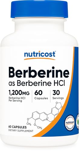 Nutricost Berberine HCl 1200mg , 60 Vegetarian Capsules - Gluten Free & Non-GMO