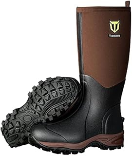 TIDEWE Rubber Neoprene Boots Men And Women, Waterproof Durable 6mm Neoprene Boot, Rain Boot Hunting Boot Arctic Outdoor Boot Men Size 11 Brown (Ger Ⅱ)