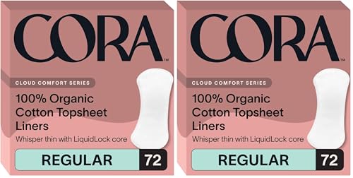 Image of Cora 100% Organic Cotton Topsheet Period Liners (72 Regular Period Liners) (Pack of 2)