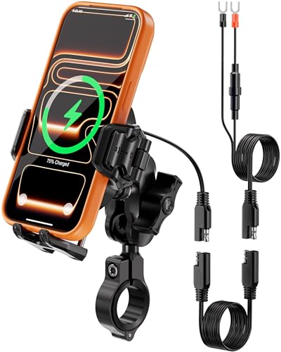 Kewig Motorcycle Phone Mount with Qi 15W Wireless Charger & 36W PD/USB C Fast Charging Port,...