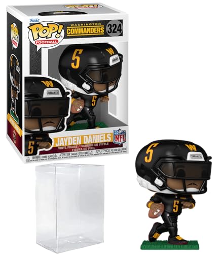 Jayden Daniels #324 Funko POP! Football Washington Commanders Figurine Bundle with HOFSM Protector Case