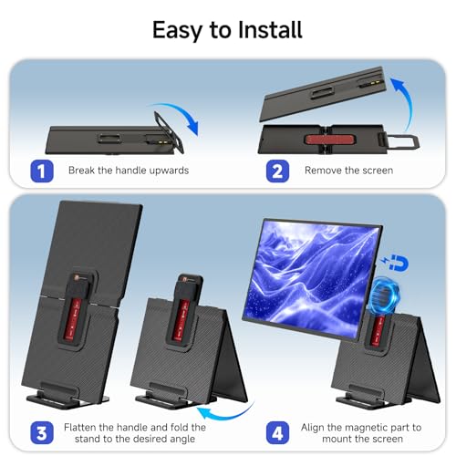 Image of Large Portable Monitor 24 inch - 1080P FHD 100Hz Travel Monitor, 125% sRGB IPS Laptop Screen Extender, VESA Compatible, Height Adjustable Detachable Stand with USB-C HDMI for Work Gaming Office Home