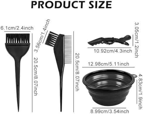 EMVANV 5 PCs Hair Dyeing Set,Hair Dye Coloring Kit — top-down angle highlighting key features